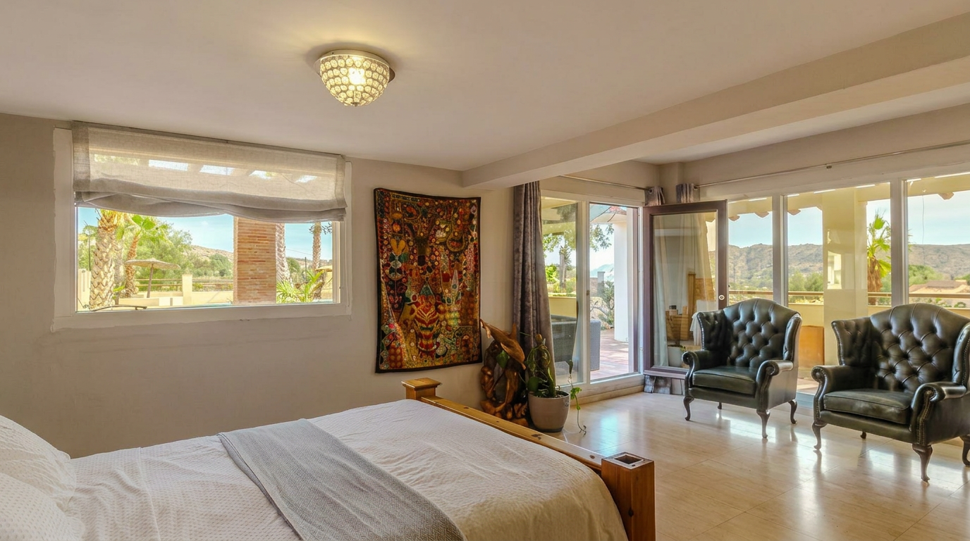 Master suite overlooking the terrace